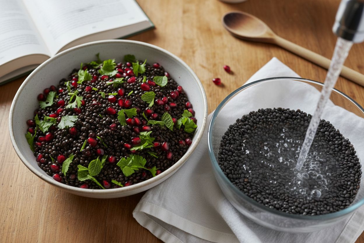 Salade de lentilles beluga à la grenade