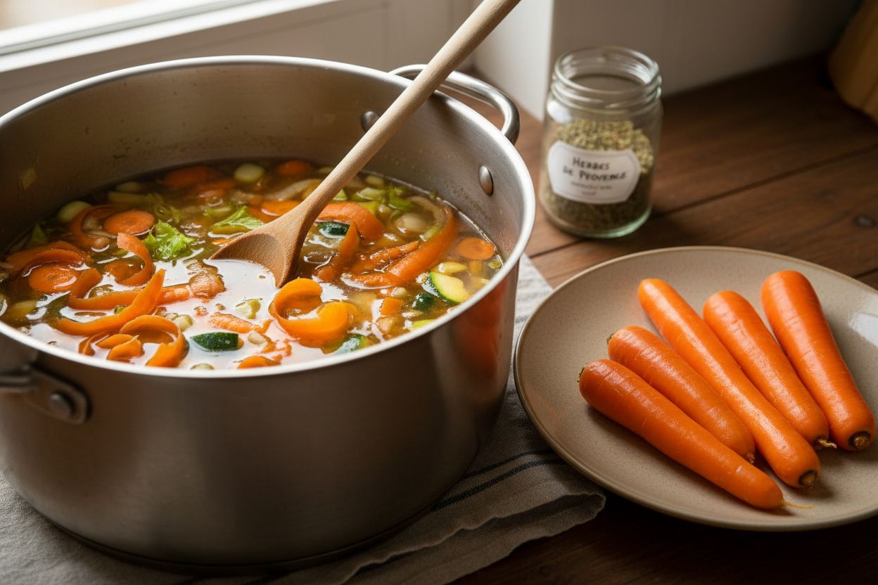 Bouillon de légumes maison avec les épluchures