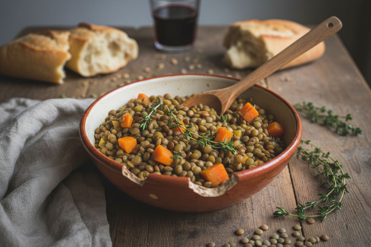 Ragoût de lentilles vertes à la française (carottes & thym)