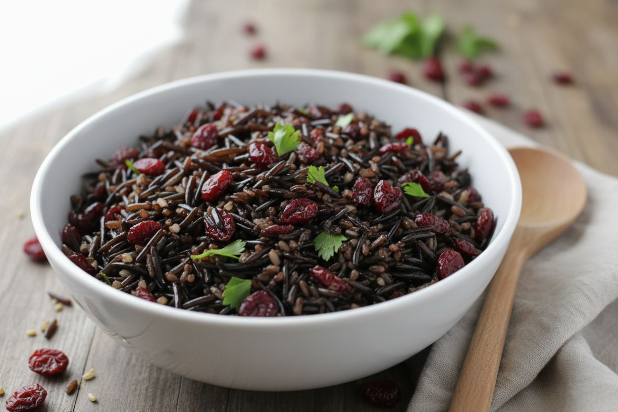 Salade de riz sauvage et canneberges