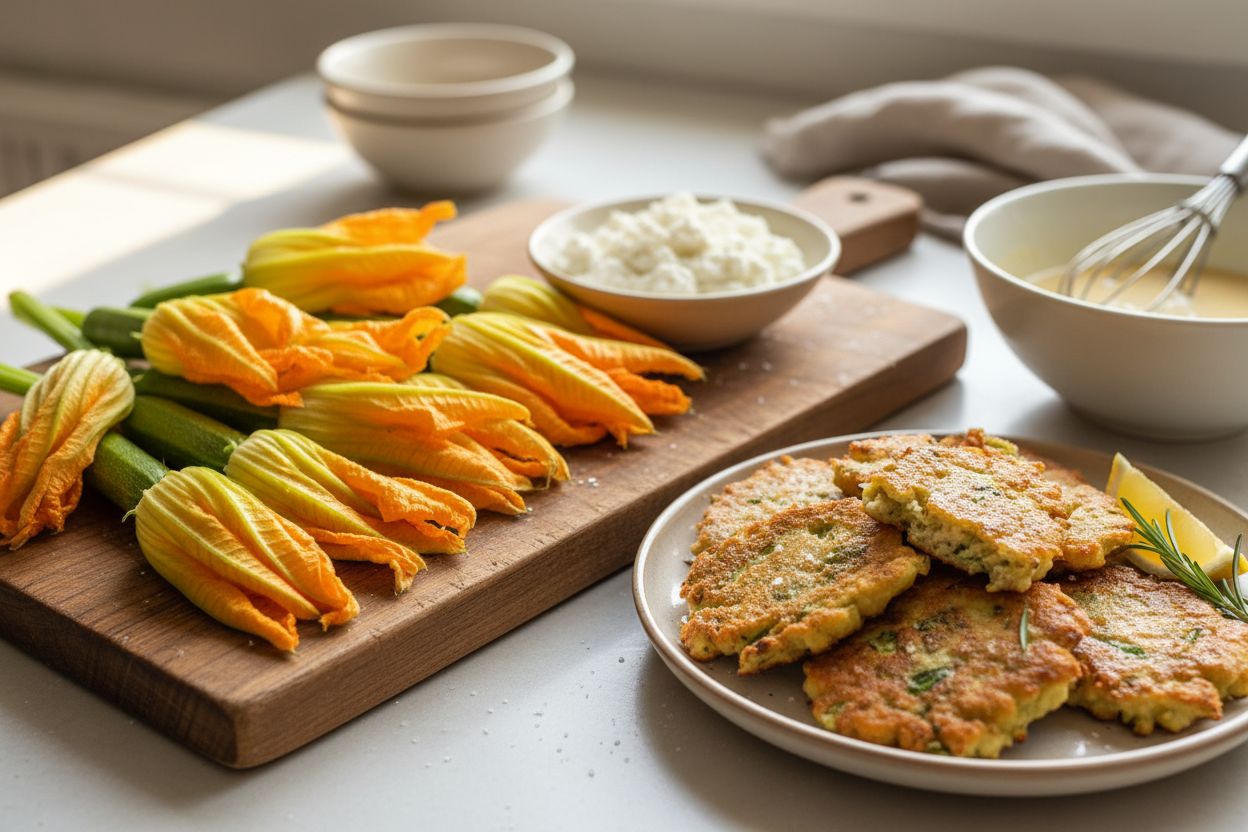 Beignets de fleurs de courgette terminé