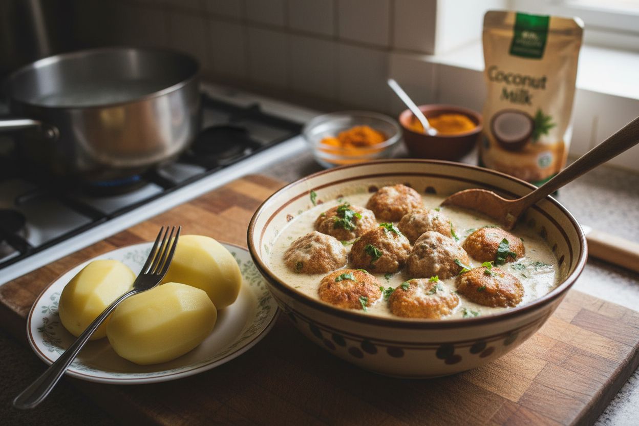 Malai kofta indien (boulettes en sauce crémeuse) terminé