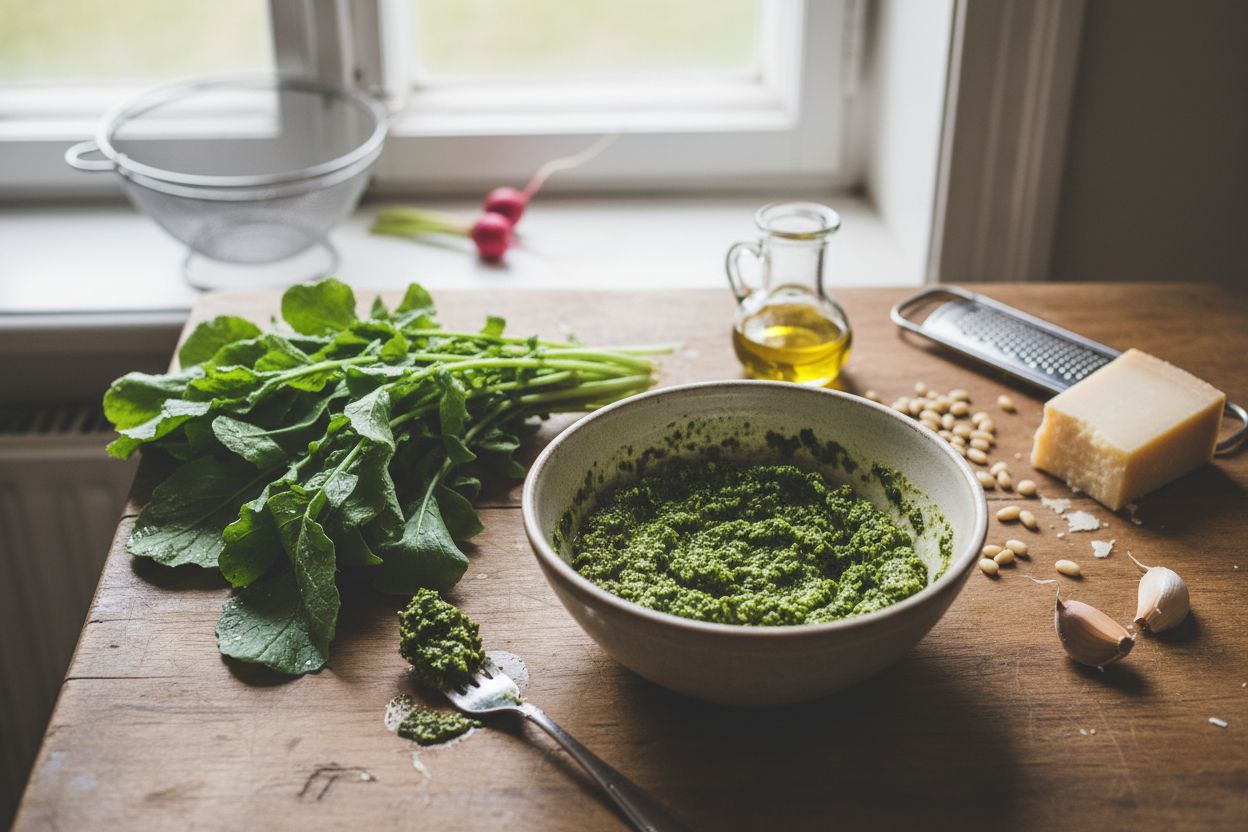 Pesto de fanes de radis terminé