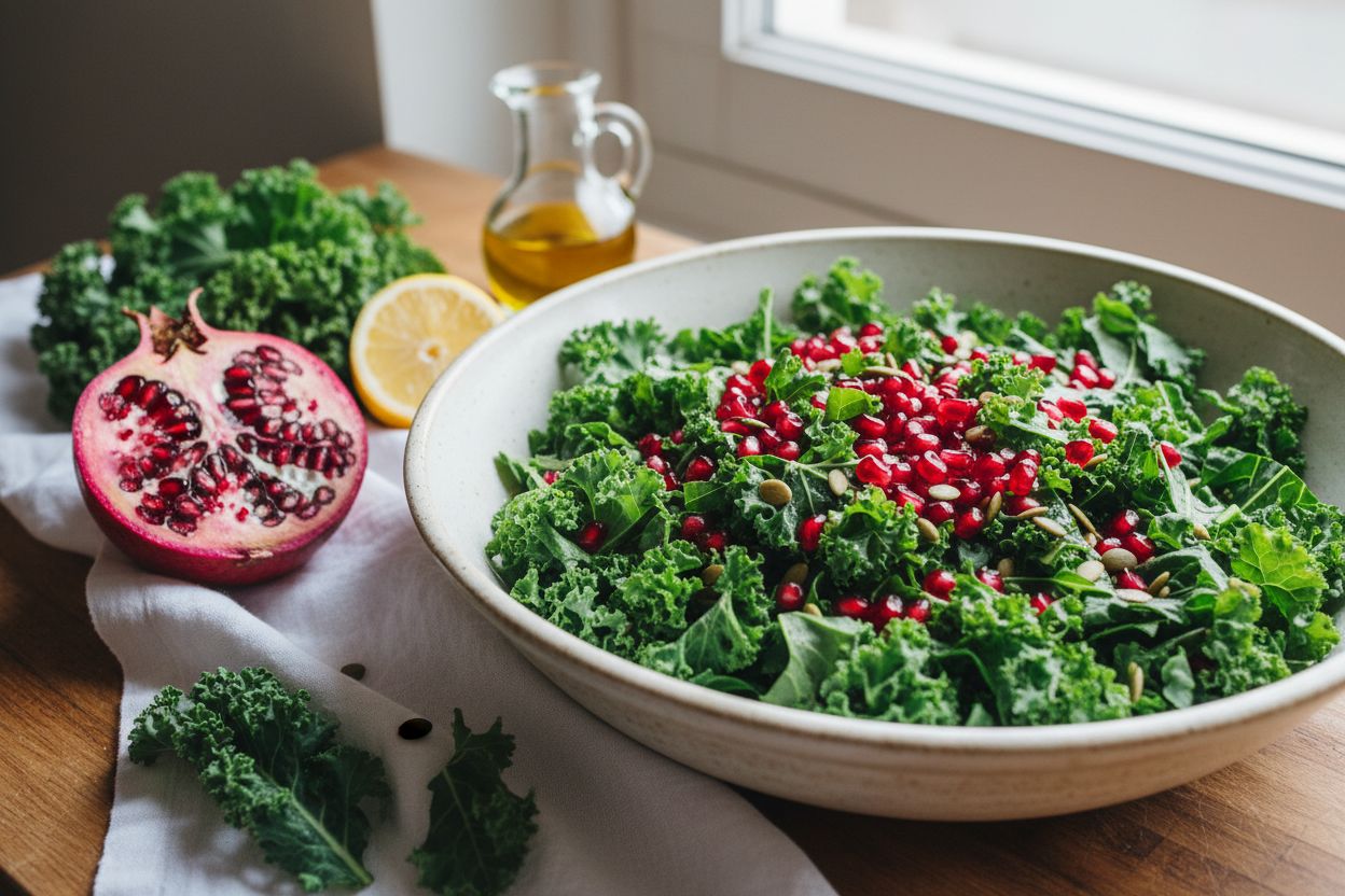 Salade de chou kale et grenade terminé