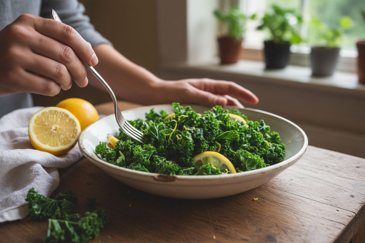 Salade de chou kale massé au citron terminé