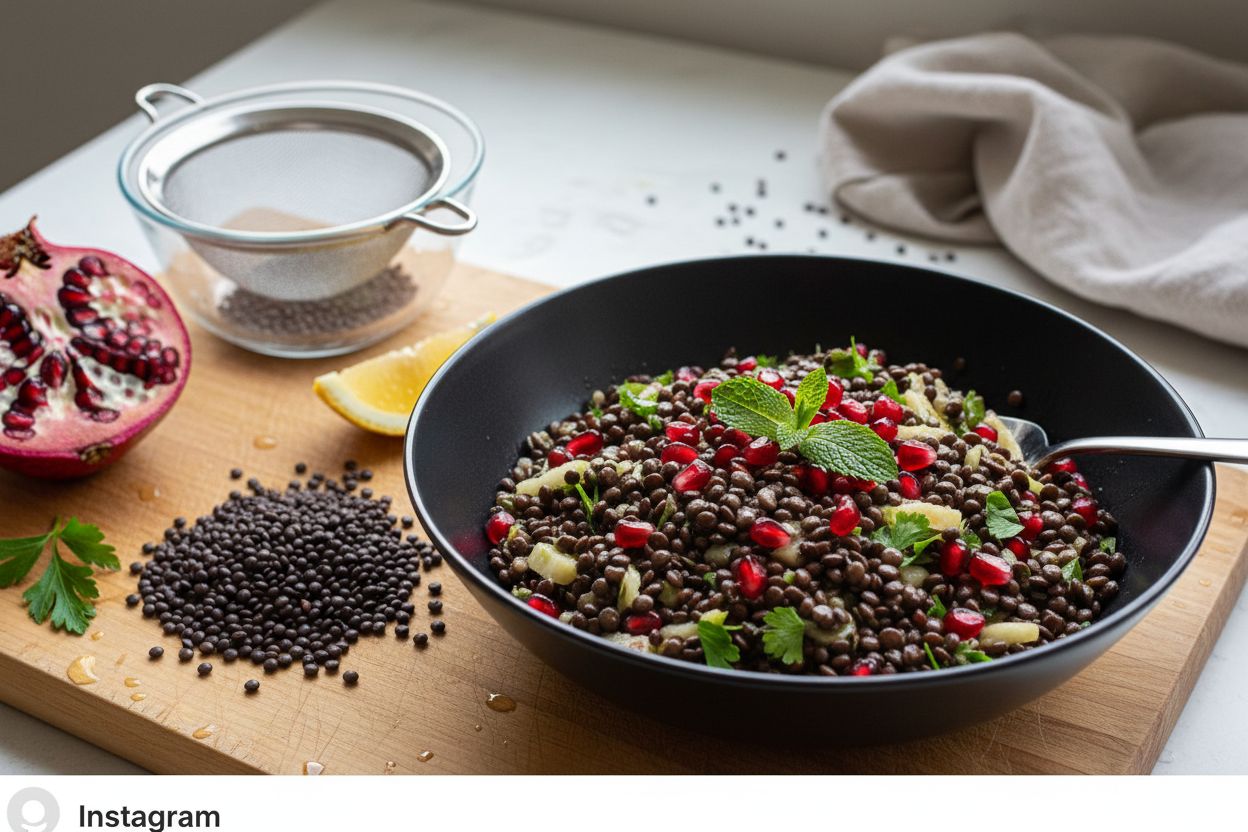 Salade de lentilles beluga à la grenade terminé