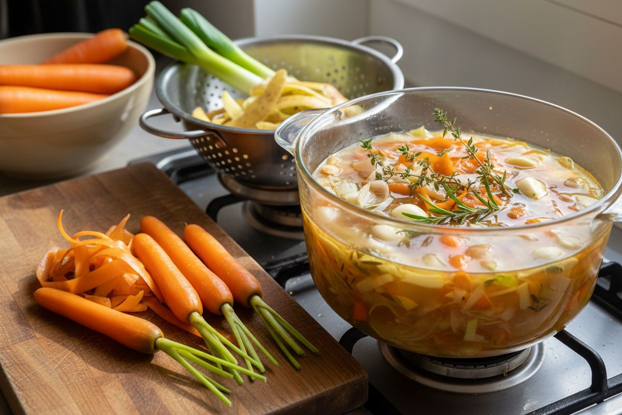 Bouillon de légumes maison avec les épluchures terminé