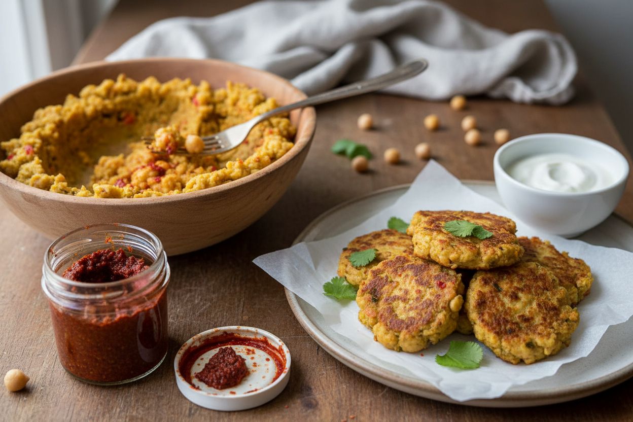 Boulettes de pois chiches à la harissa terminé