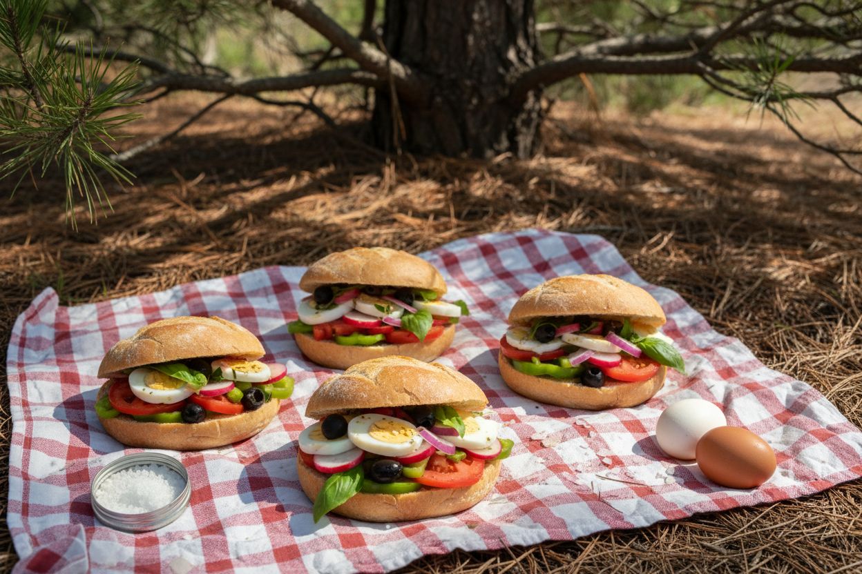 Pan bagnat niçois sans anchois terminé