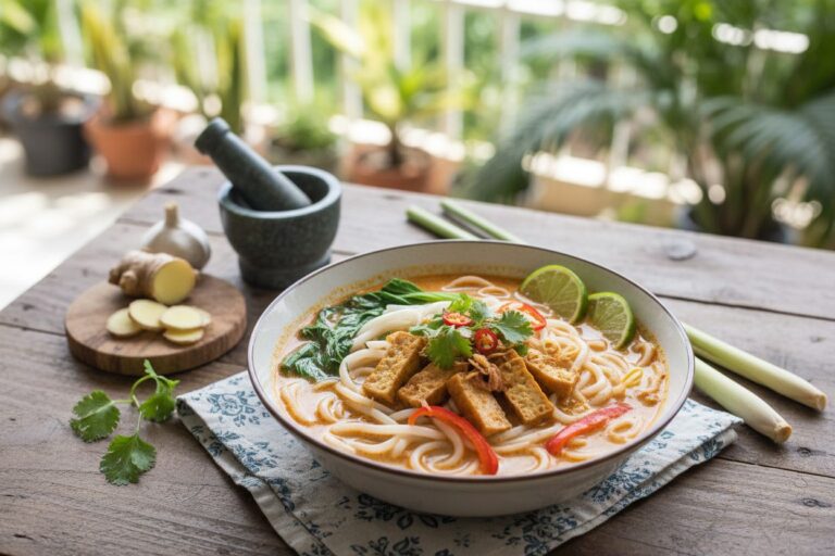 Laksa végétarien exotique Recette réconfortante aux épices d'Asie