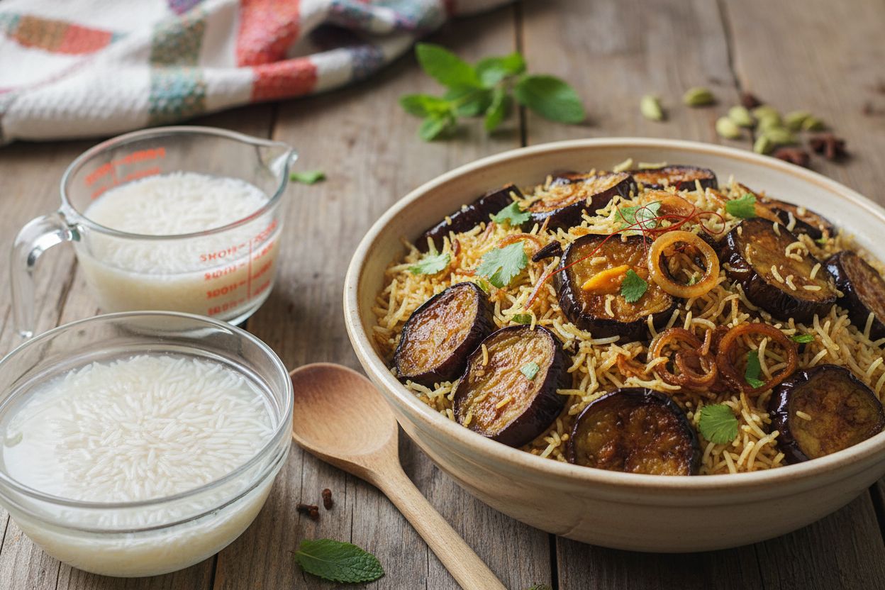 Biryani végétarien aux aubergines Recette indienne parfumée