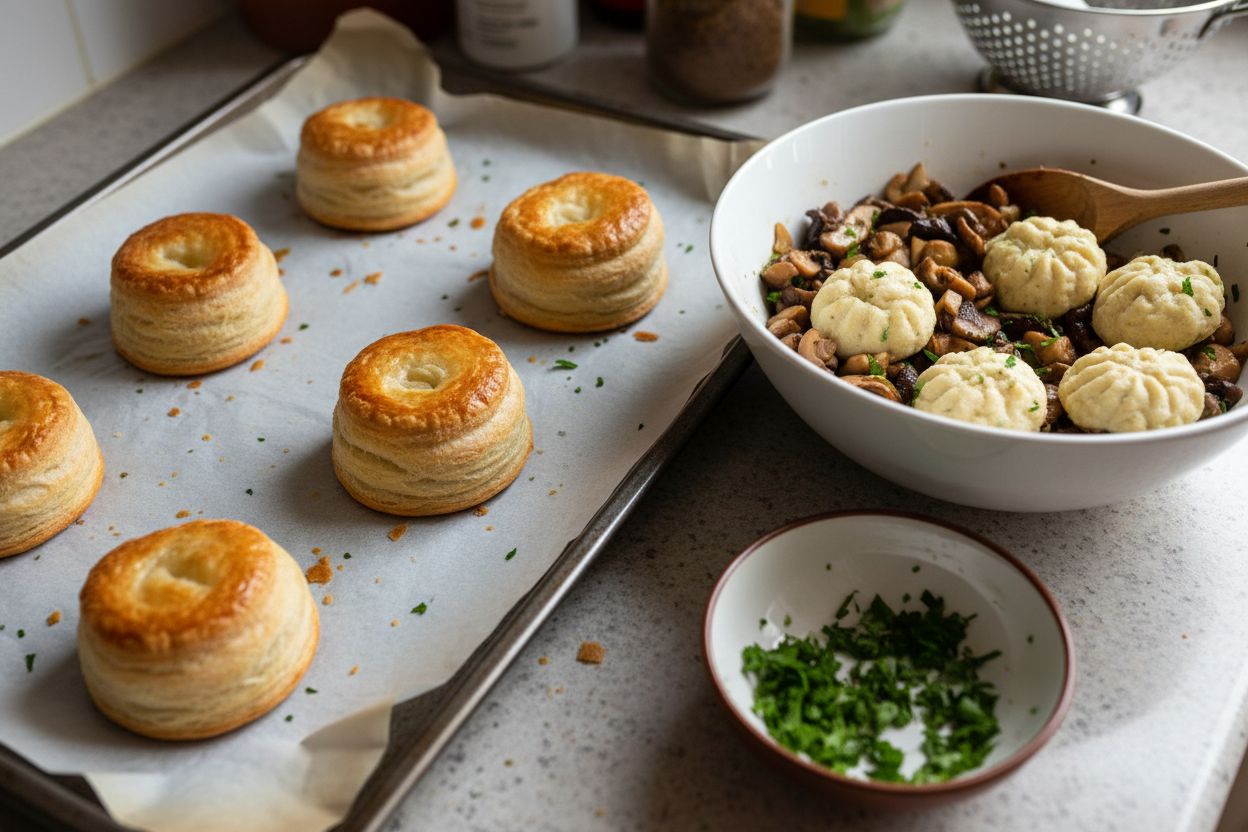 Recette végétarienne Bouchées à la reine aux champignons et quenelles