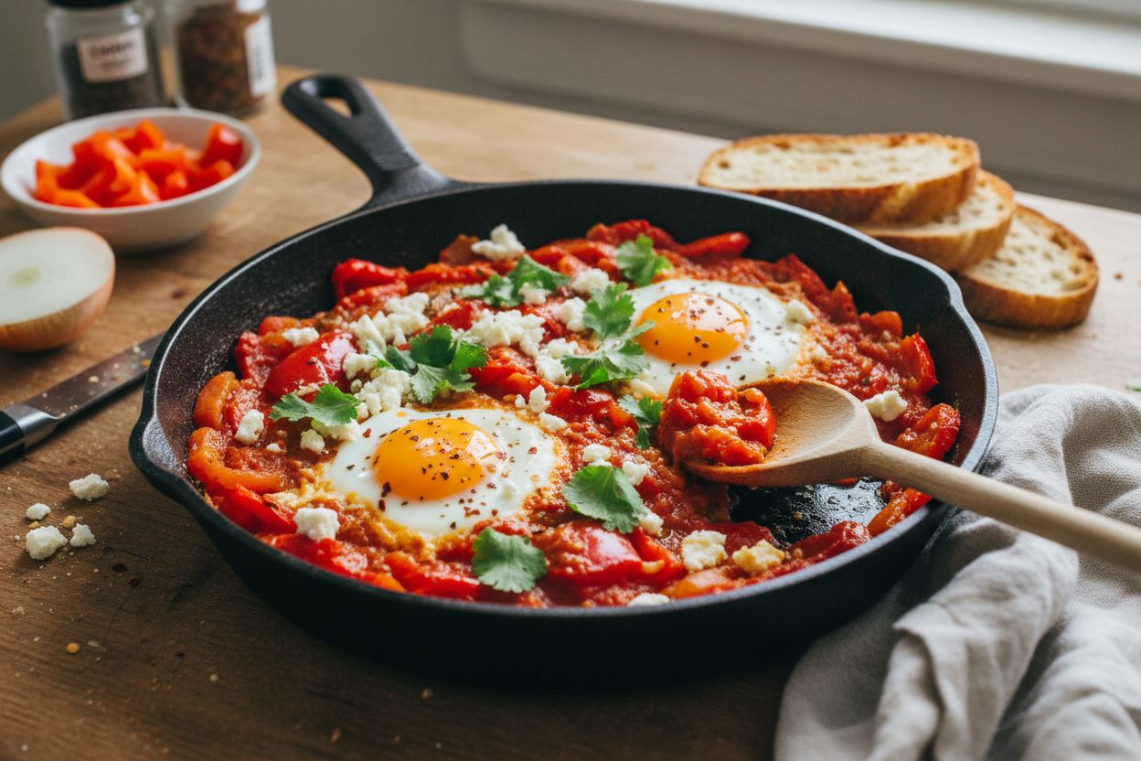 Shakshuka végétarienne aux poivrons et féta la recette facile et gourmande