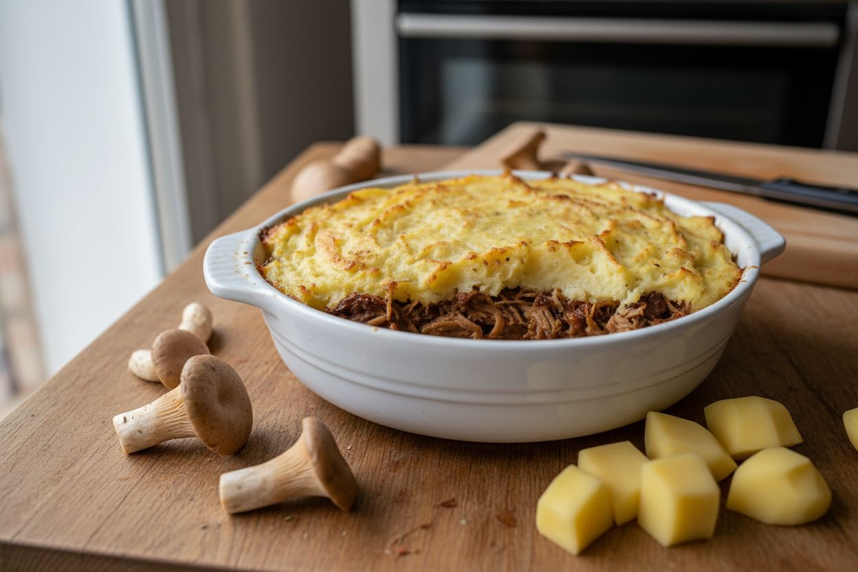 Parmentier de pleurotes effilochés façon canard
