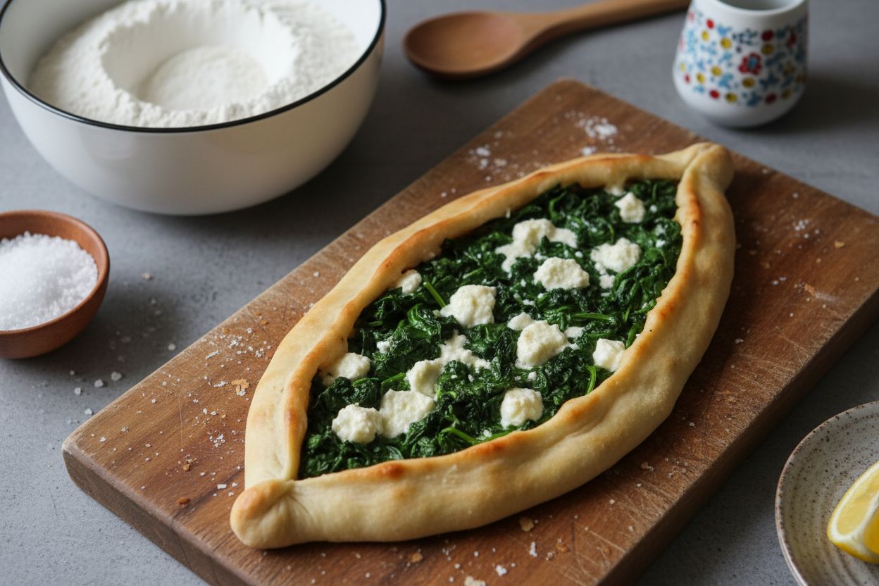 Pide turc aux épinards et fromage
