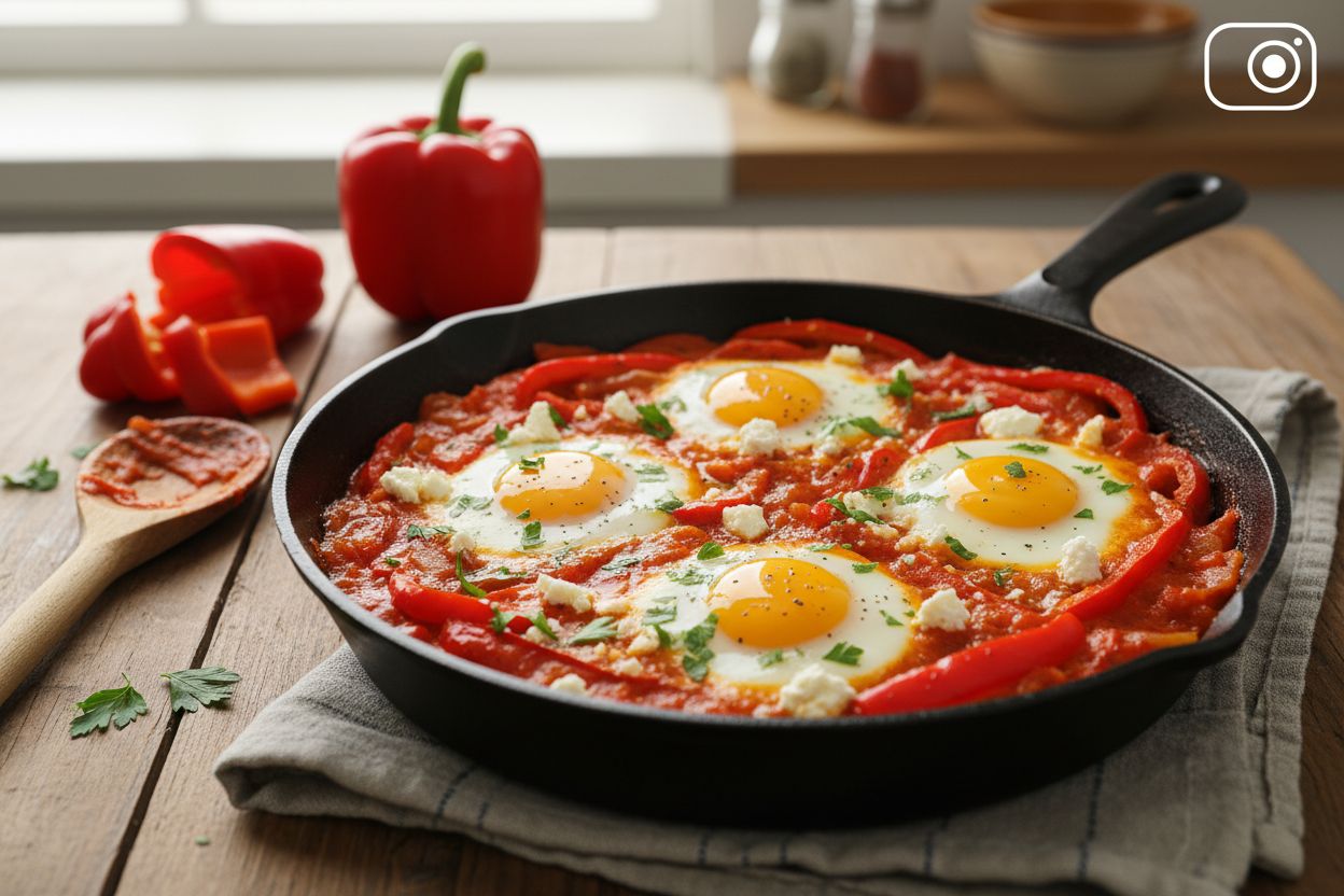Shakshuka végétarienne aux poivrons et féta