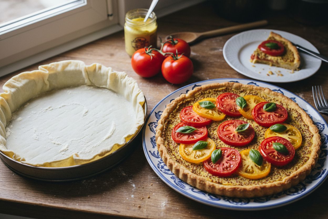 Tarte à la moutarde et aux tomates