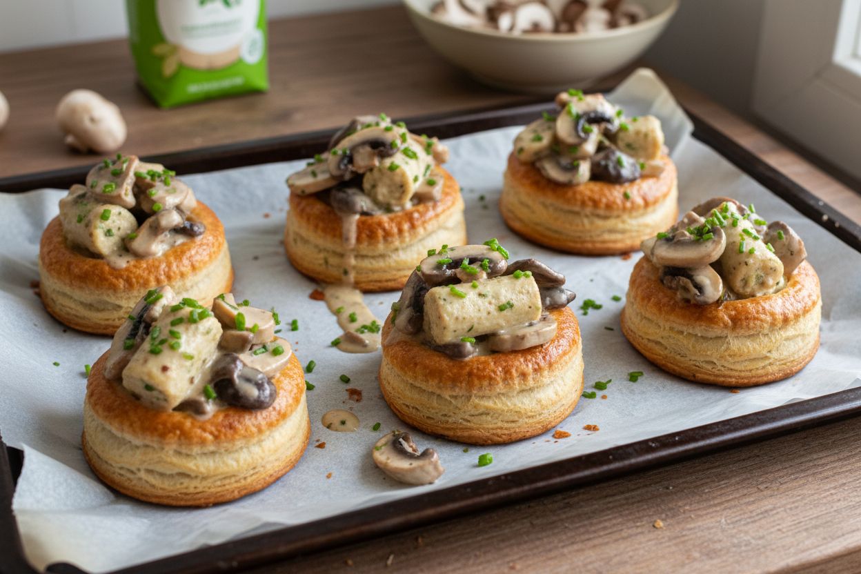 Bouchées à la reine végétariennes aux champignons et quenelles terminé