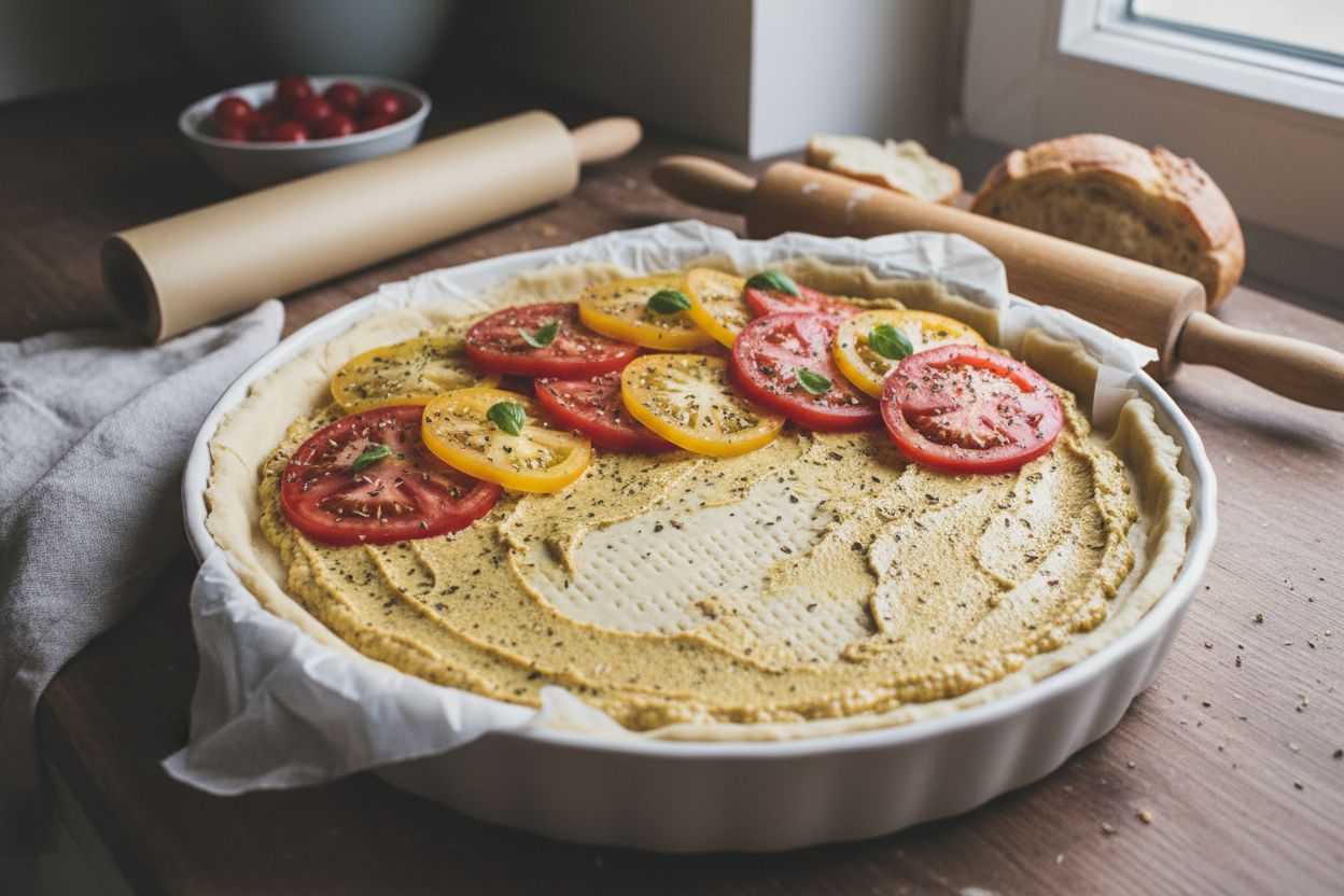 Tarte à la moutarde et aux tomates terminé