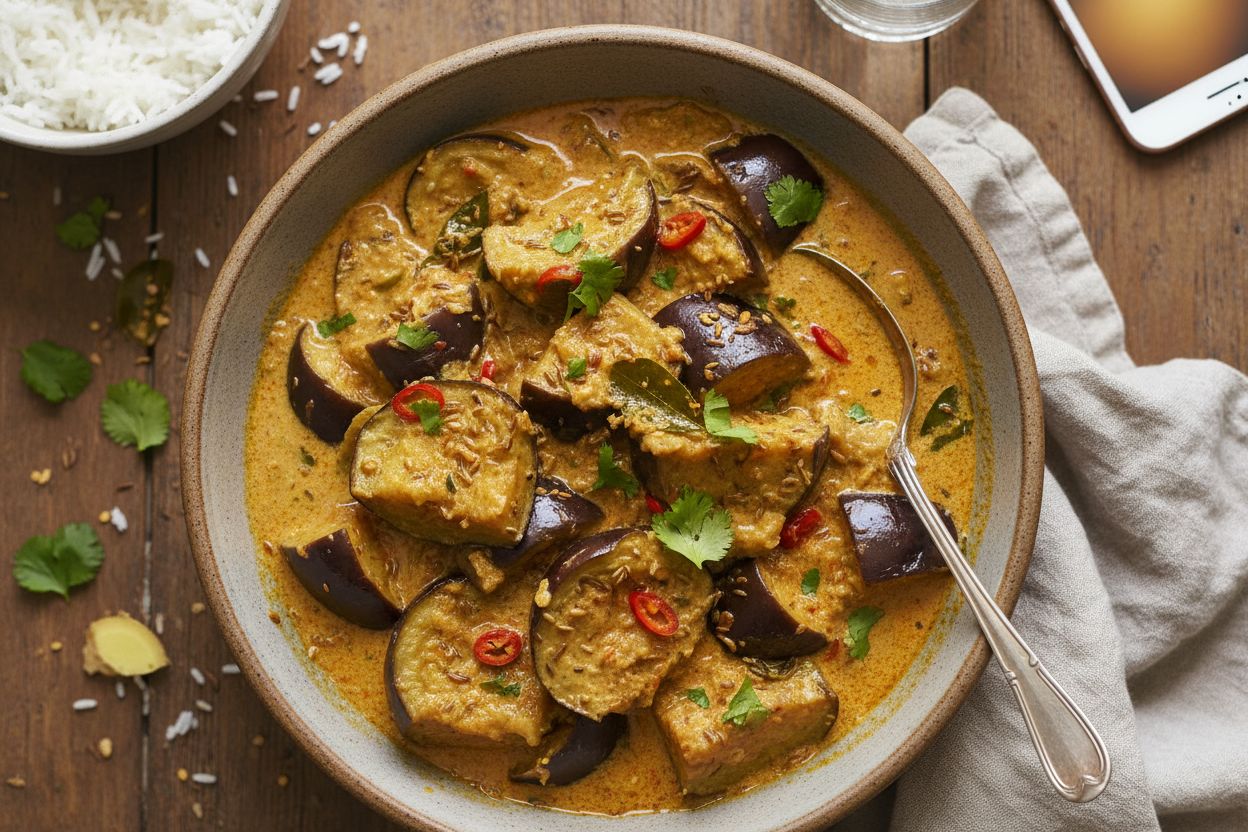 Curry d’aubergines fondantes terminé