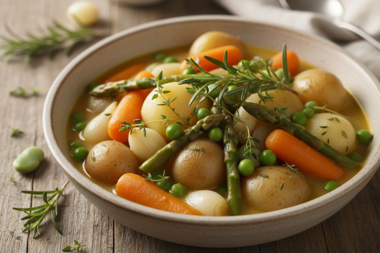 Navarin printanier végétarien terminé