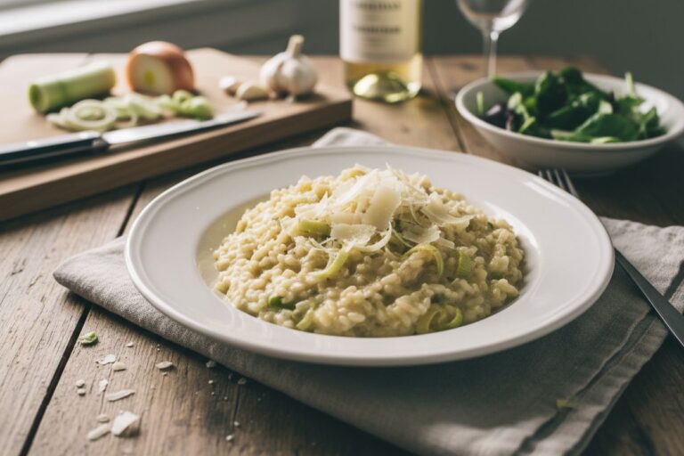 Recette Risotto crémeux poireaux parmesan végétarien facile