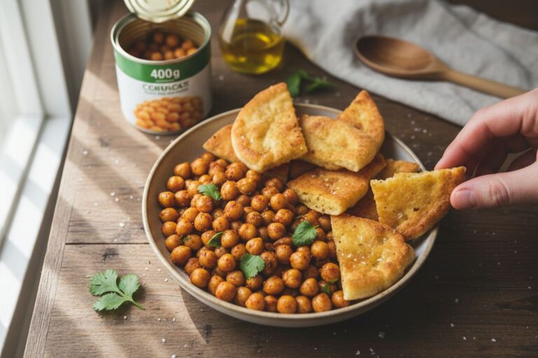 Recette pois chiches épicés et pain croquant Facile et savoureux