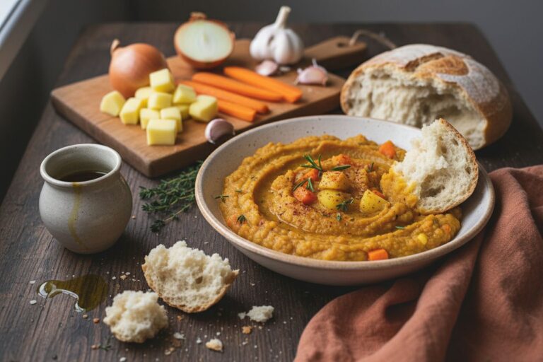 Recette purée de légumes parfumée aux herbes et pain maison méditerranéen