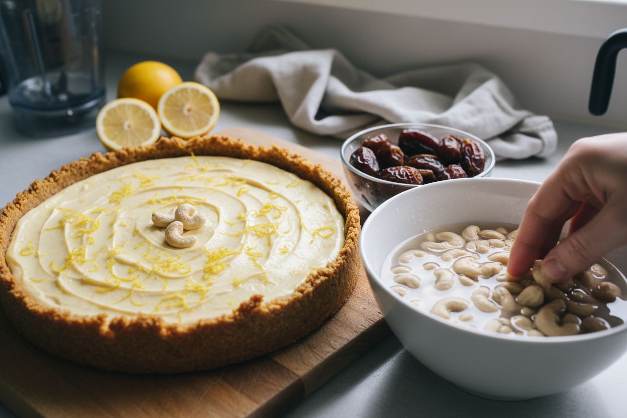 Tarte crue citron–cajou (sans cuisson, vegan)