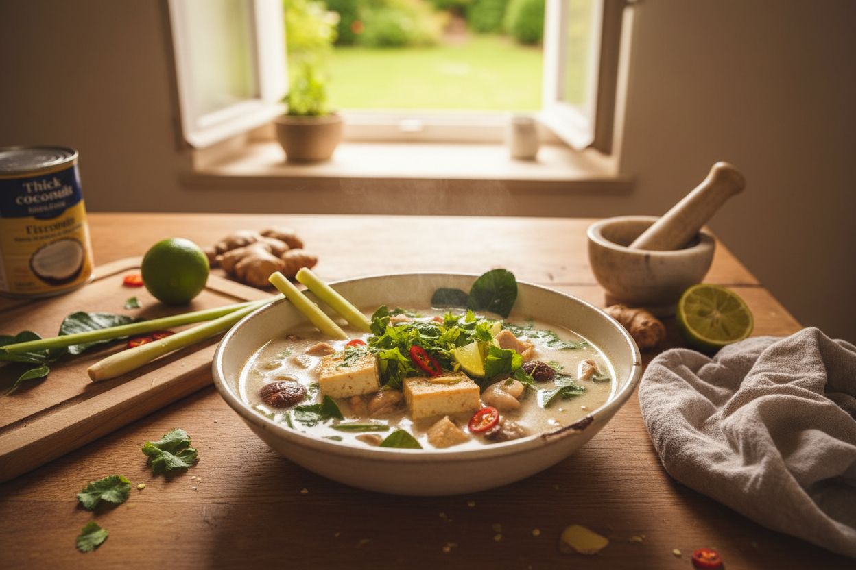 Tom kha végétarien (soupe thaï au lait de coco)
