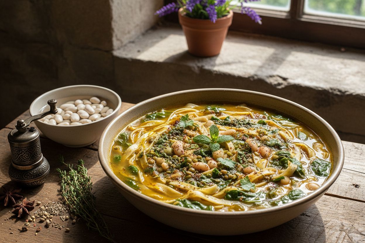 Soupe persane aux nouilles et légumineuses
