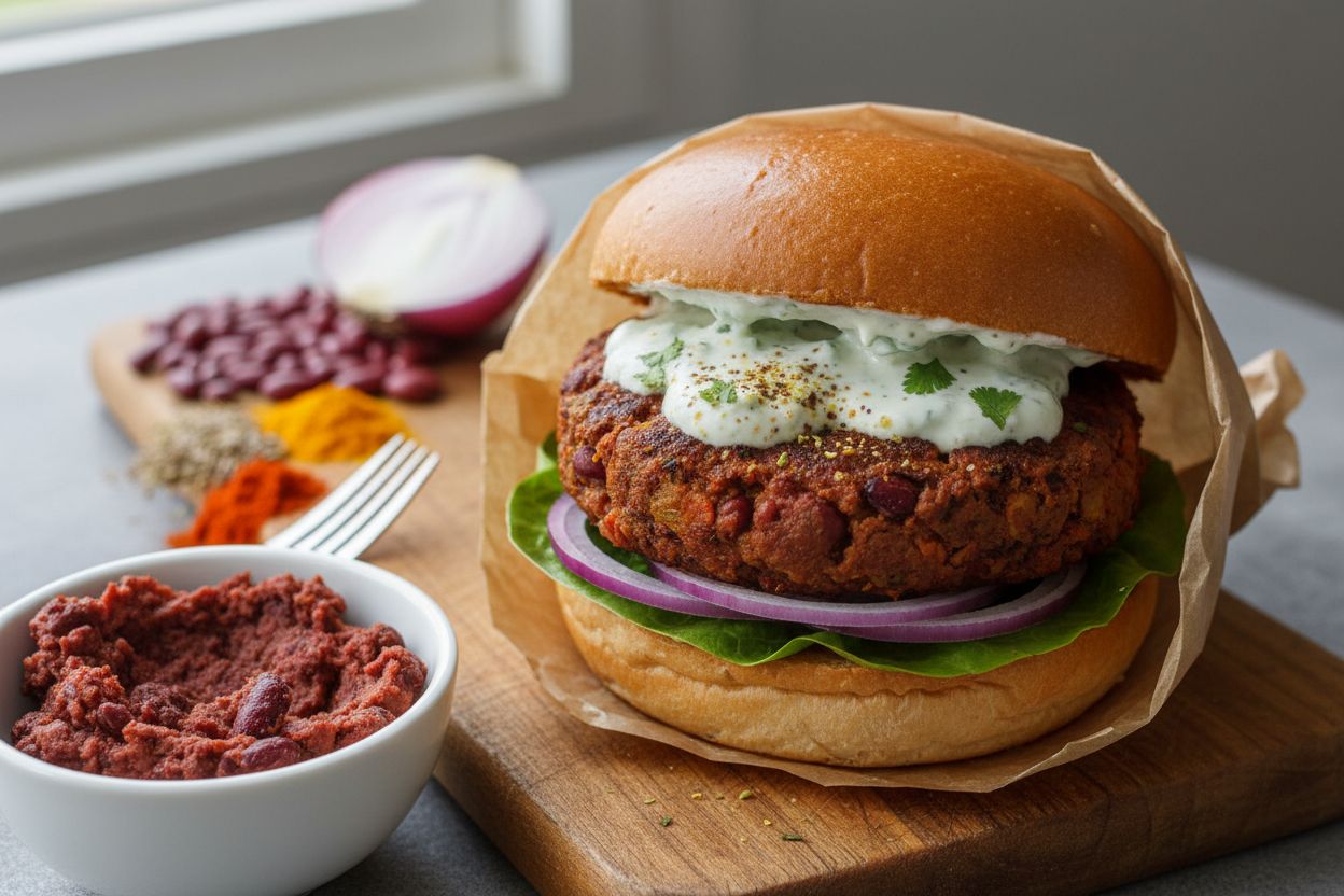 Burger végétarien indien terminé