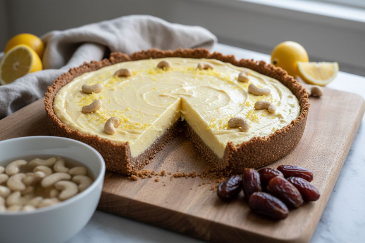 Tarte crue citron–cajou (sans cuisson, vegan) terminé