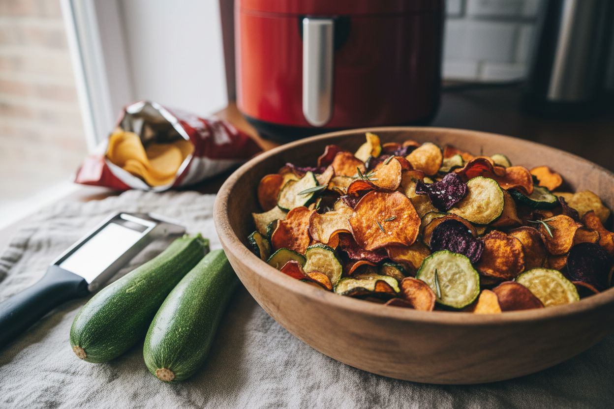 Chips de légumes à l'air fryer terminé