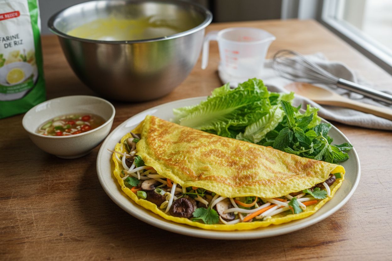 Crêpe vietnamienne végétarienne terminé