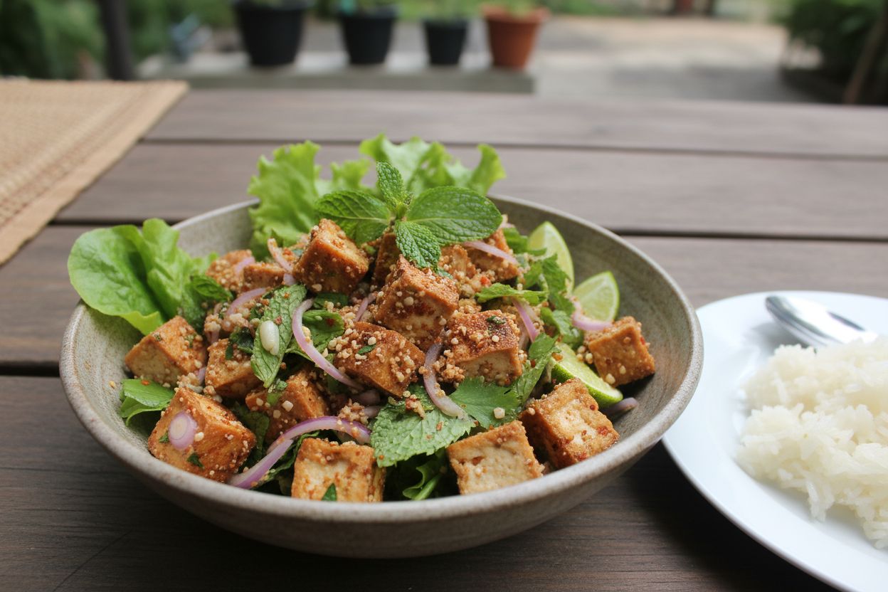 Laab de tofu thaï terminé