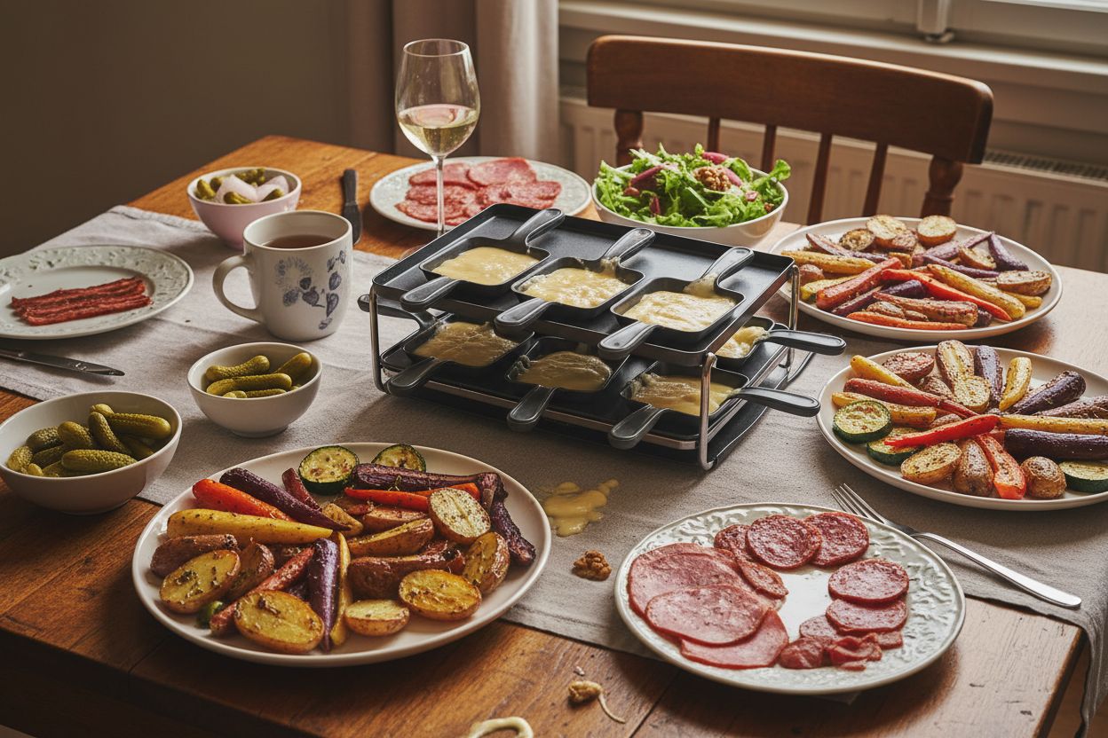 Raclette végétarienne aux légumes rôtis et charcuterie végétale terminé