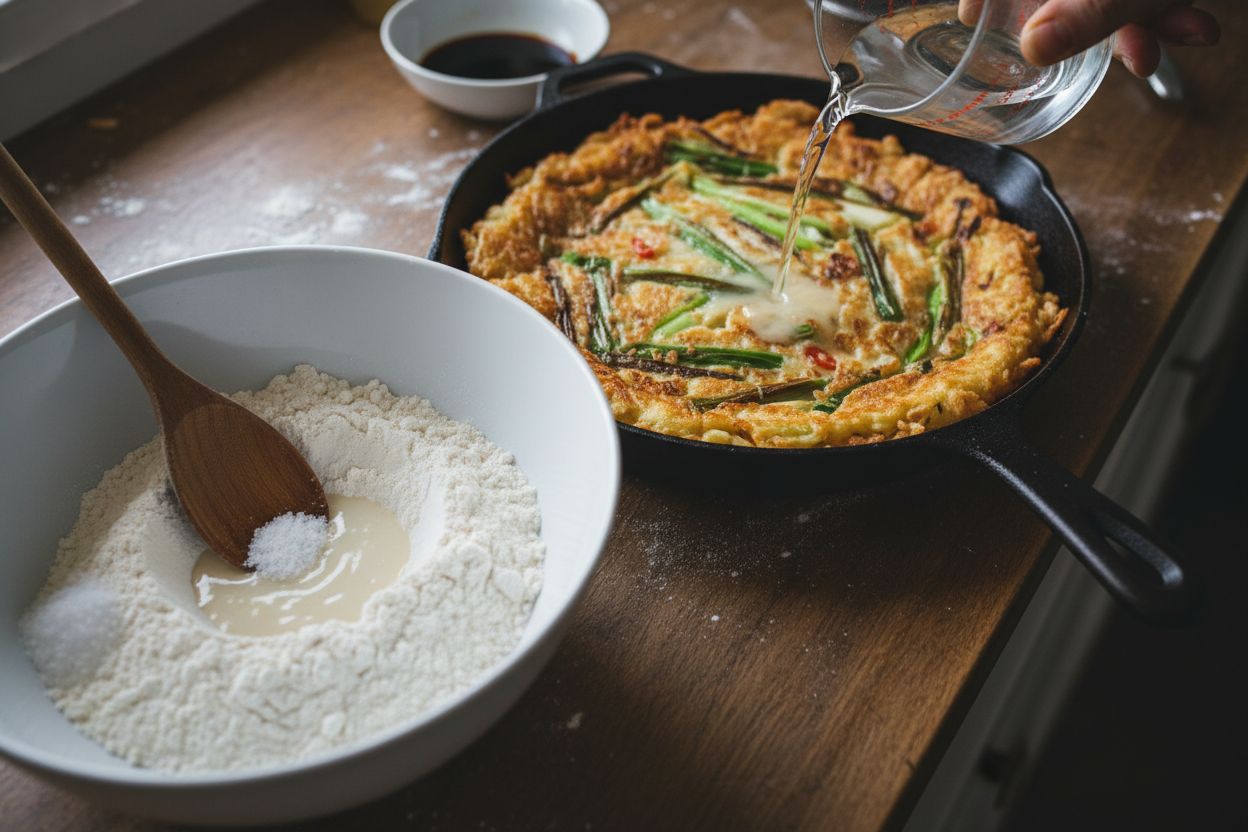 Galette coréenne aux ciboules Recette croustillante et facile à faire