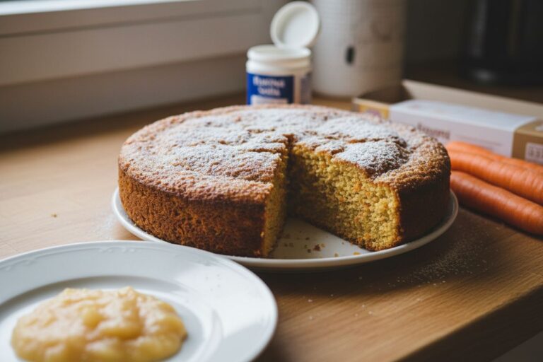 Gâteau aux carottes sans œuf prêt à servir