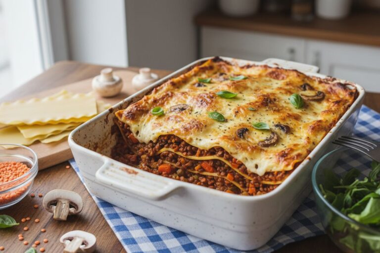 Lasagnes bolognaise végétarienne prêt à servir