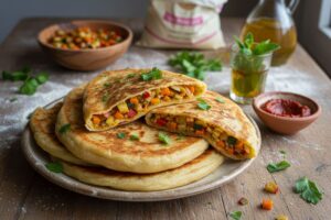 Msemen farcis aux légumes épicés