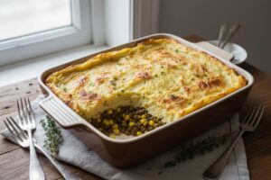 Pâté chinois végétarien aux lentilles maïs et purée