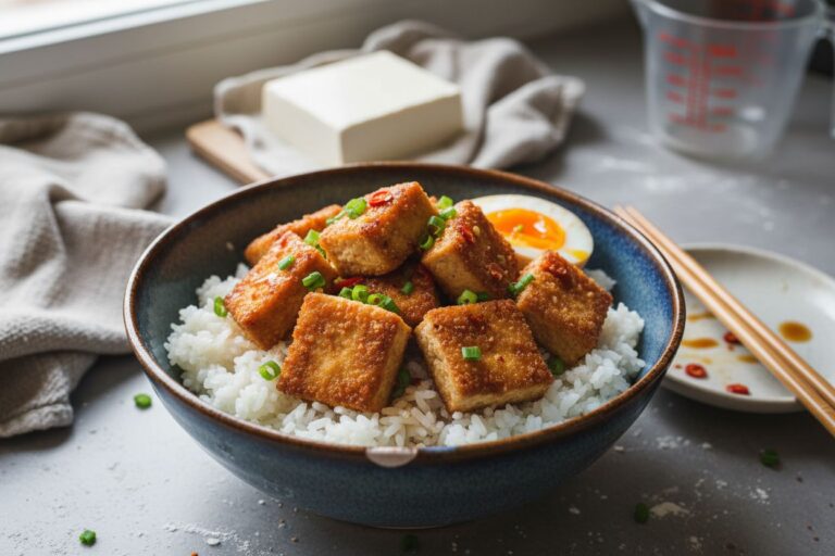 Donburi Tofu Frit Recette Japonaise Croustillant et Gourmand