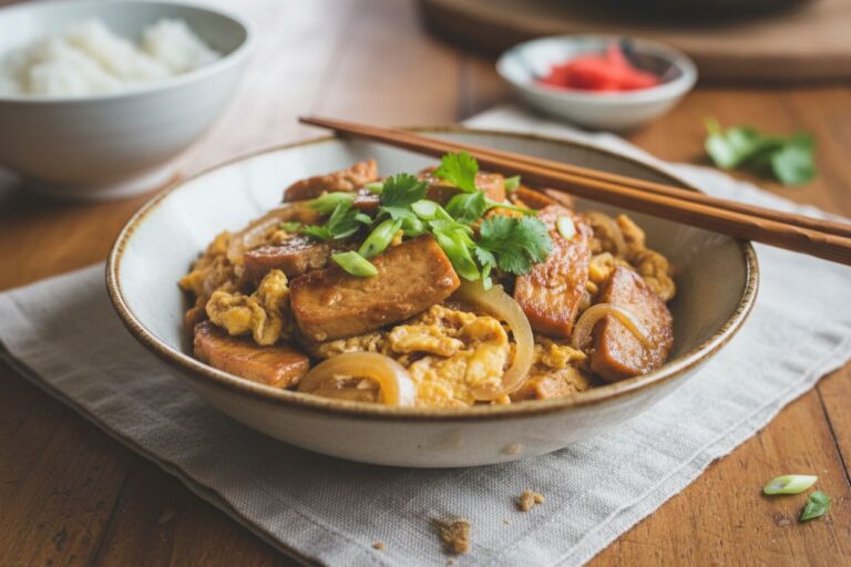 Oyakodon végétarien au seitan moelleux Recette facile et parfumée