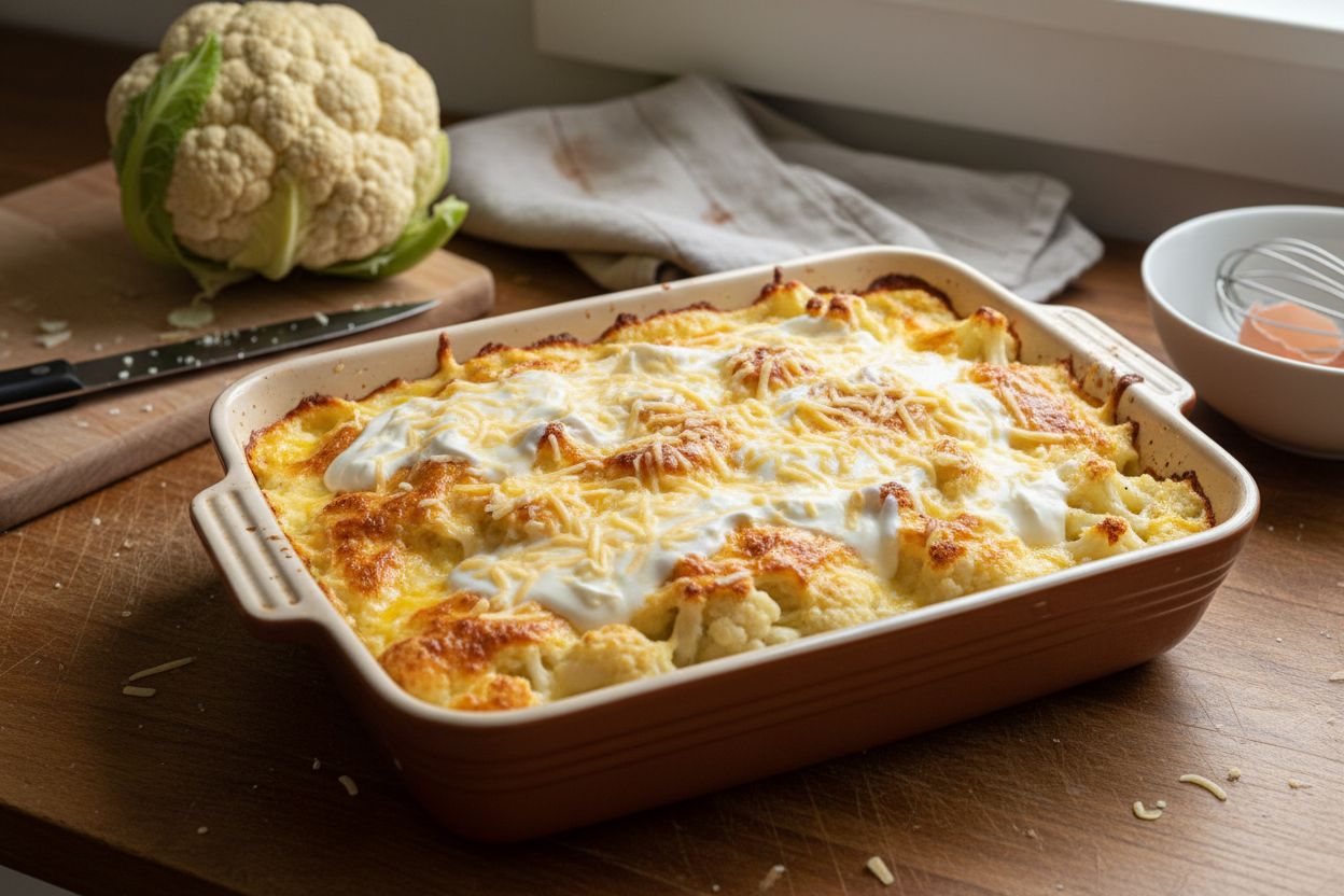 Photo de la recette : gratin de chou-fleur sans béchamel