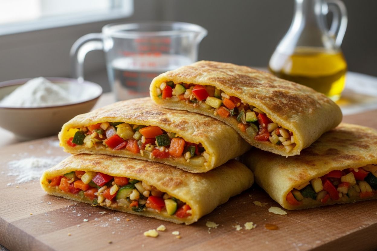 Msemen farcis aux légumes épicés