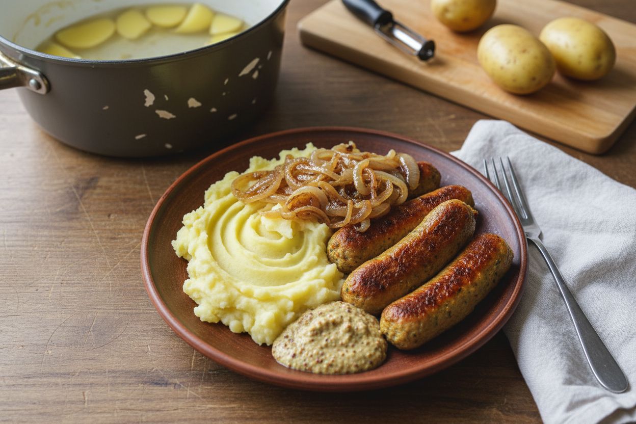 Photo de la recette : saucisse purée végétarienne