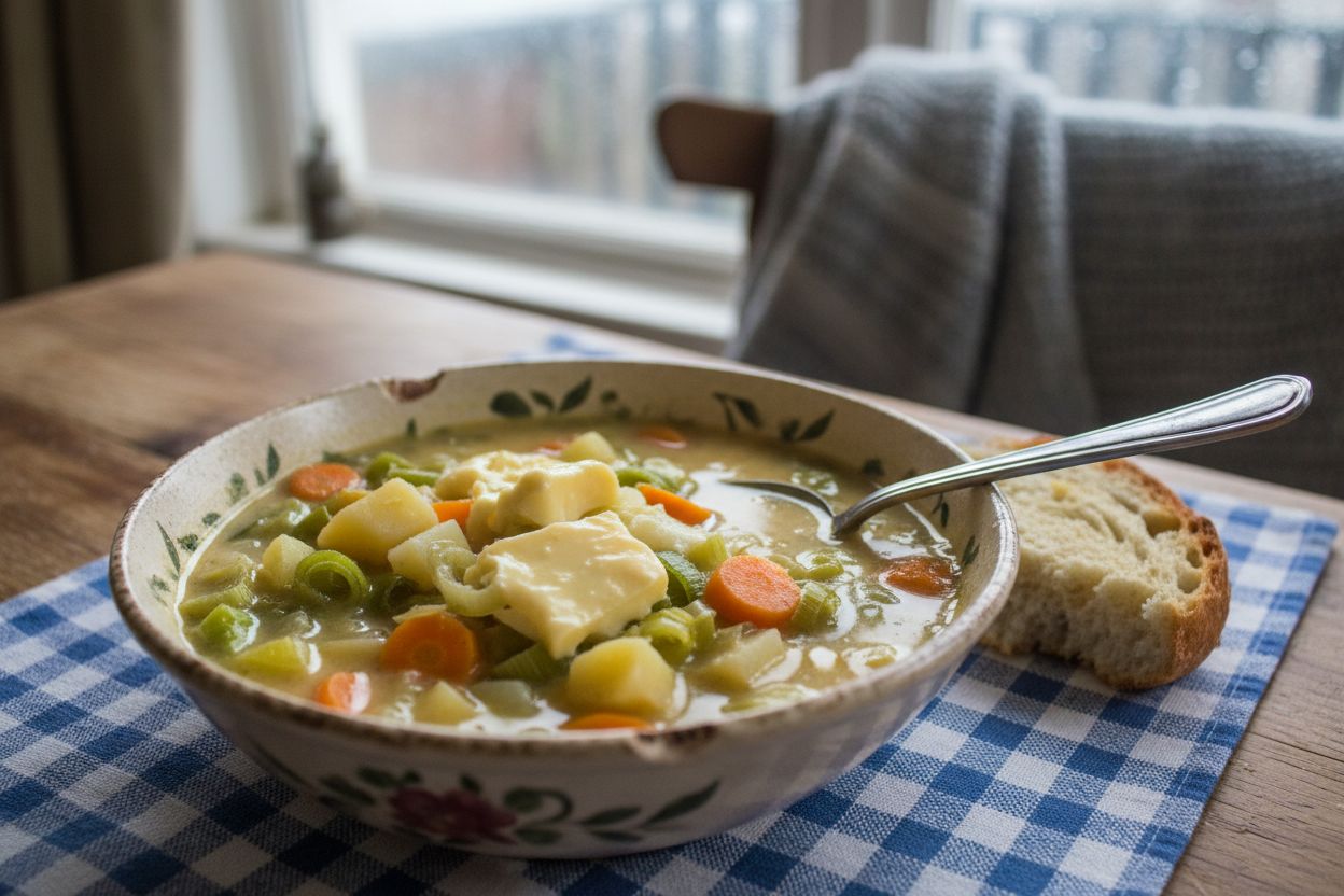 Photo de la recette : soupe de légumes et fromage galloise