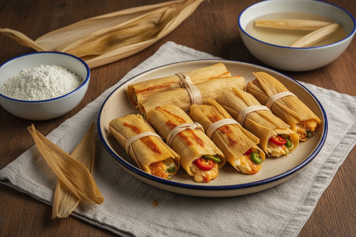 Tamales végétariens au piment et fromage
