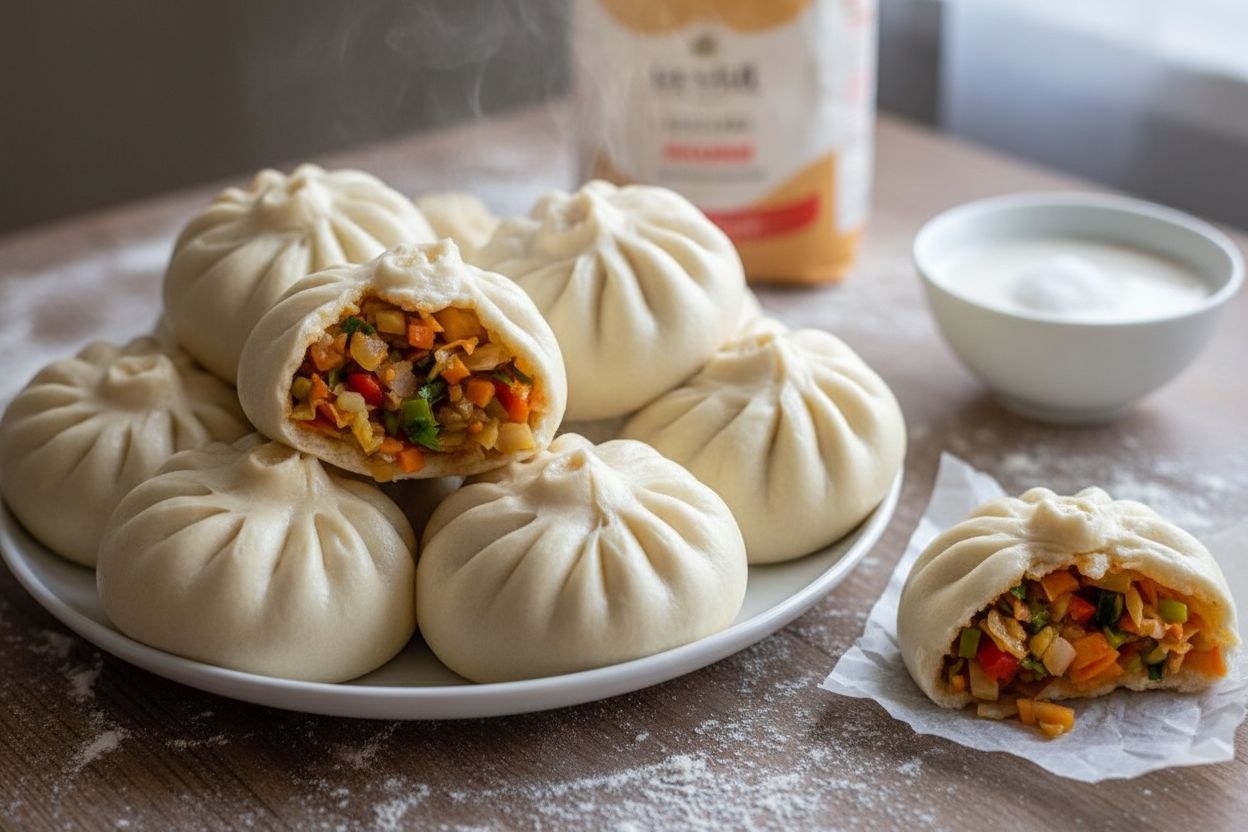 Baozi végétariens aux légumes terminé